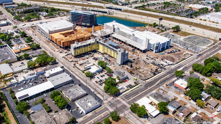 Aerial photo shows Midtown construction on April 1.