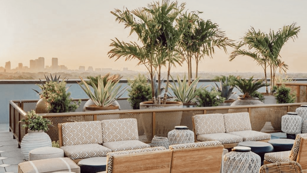 Sunset cocktails at Sal Y Mar rooftop bar in Midtown Tampa